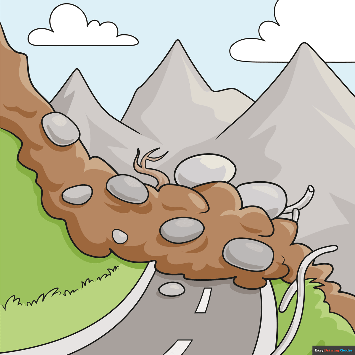How To Draw A Landslide Really Easy Drawing Tutorial
