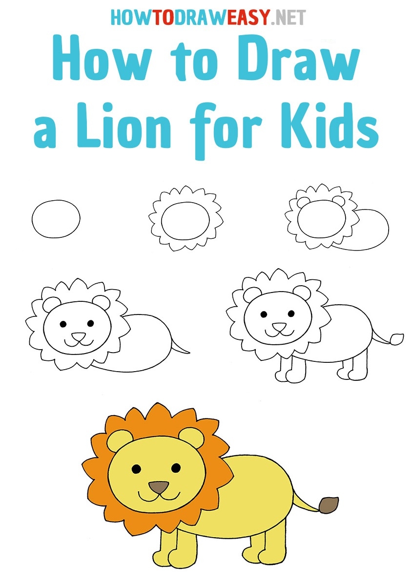 How To Draw A Lion For Kids How To Draw Easy