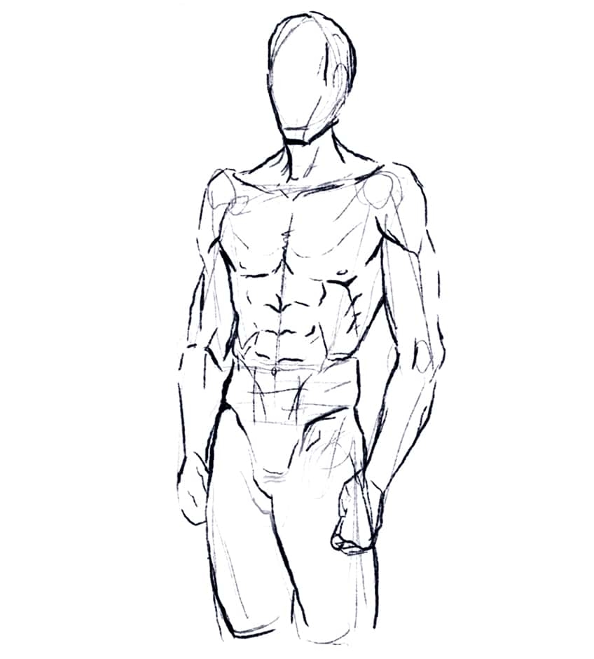 muscular man drawing