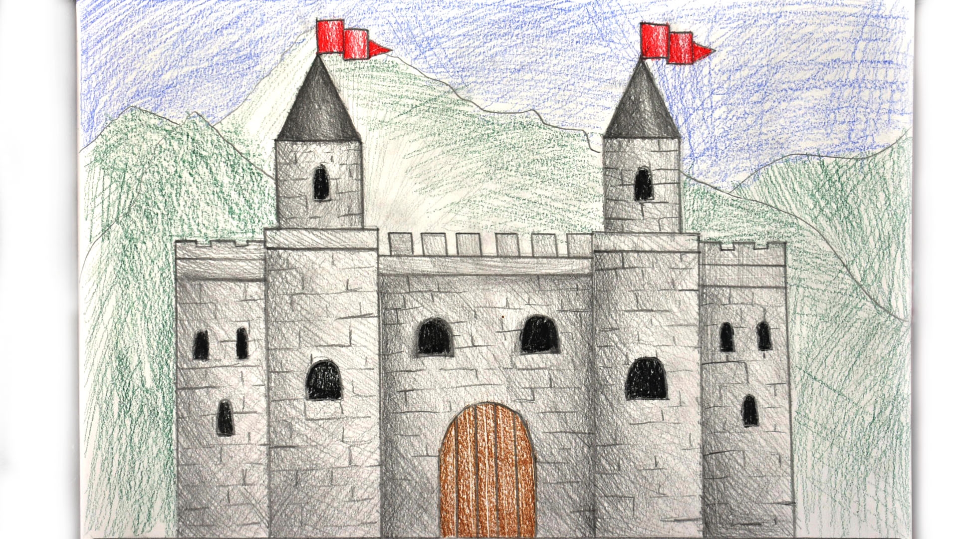 easy castle drawing