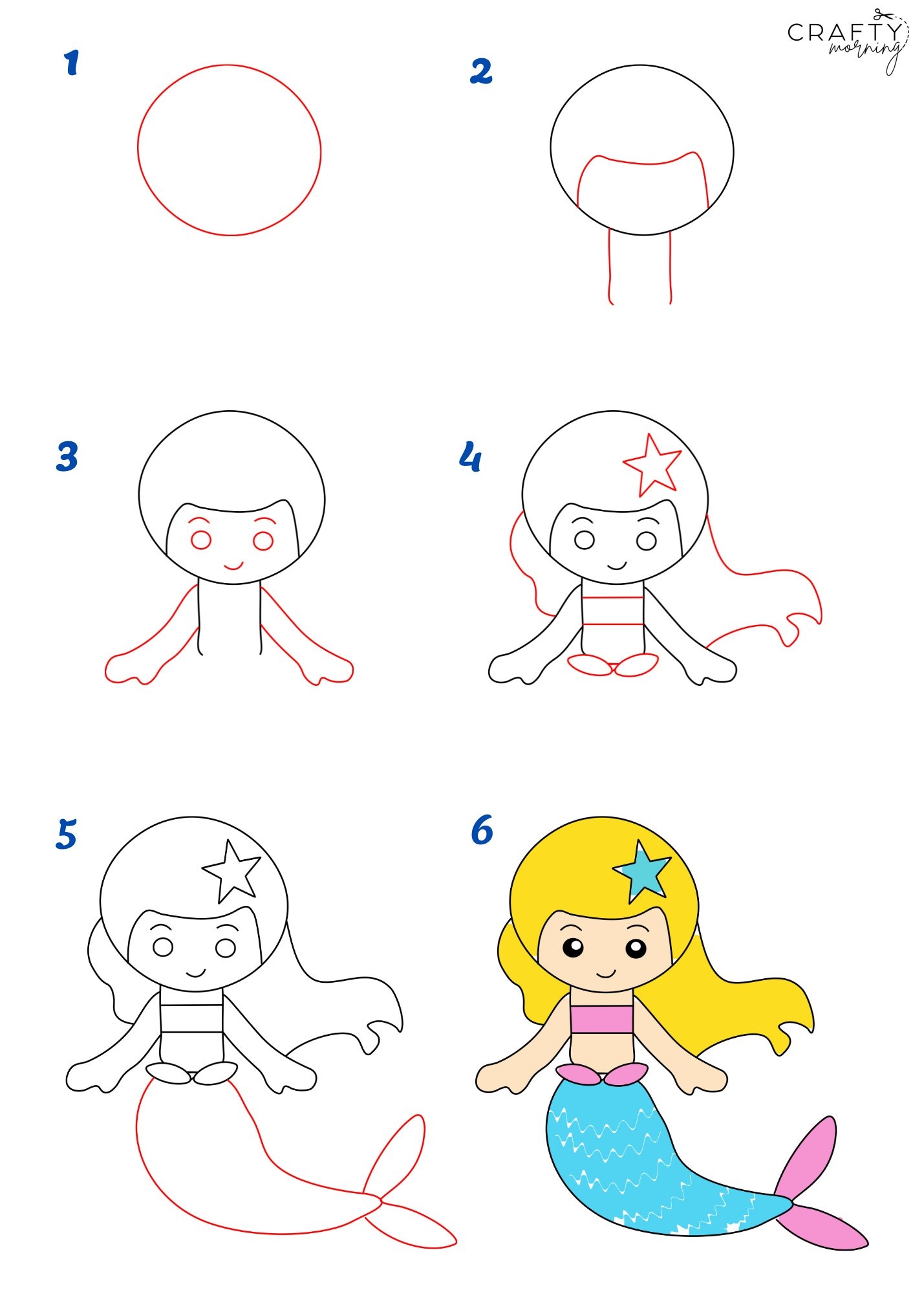 How To Draw A Mermaid Crafty Morning