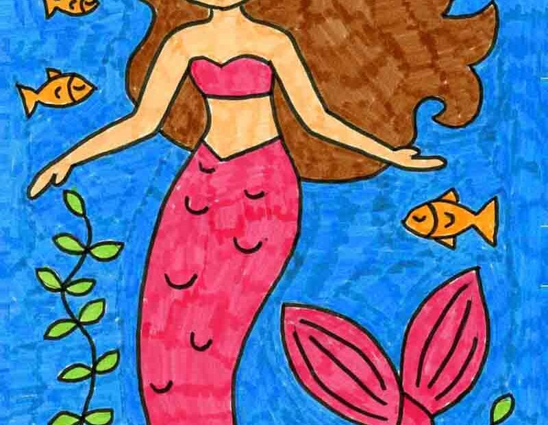 How To Draw A Mermaid Easy Step by Step Art Lesson For Kids