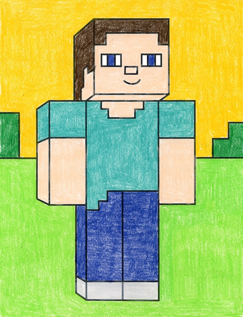 How To Draw A Minecraft Character Easy Step by Step Art Lesson For Kids
