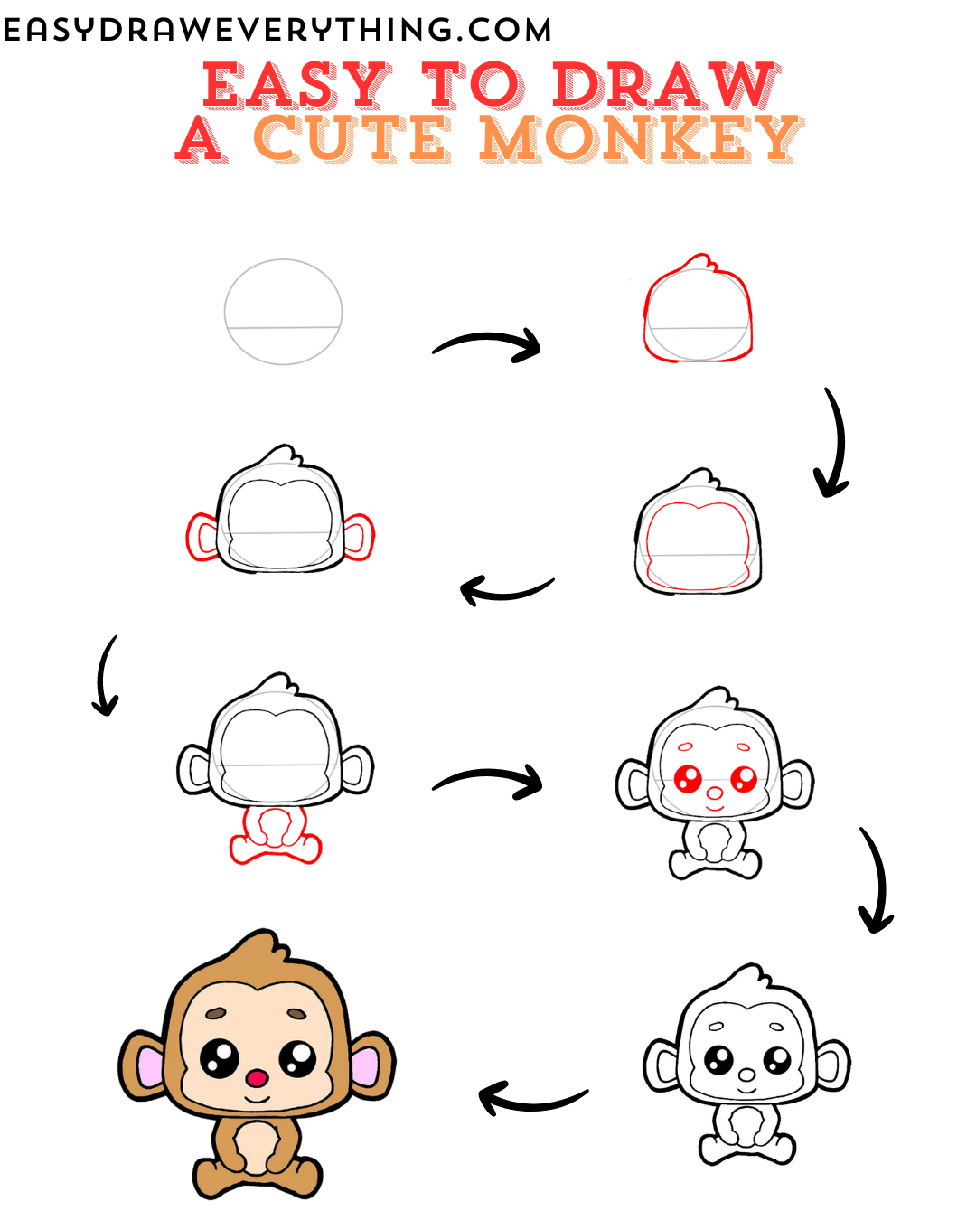 How To Draw A Monkey Easy Animal Drawings For Beginners