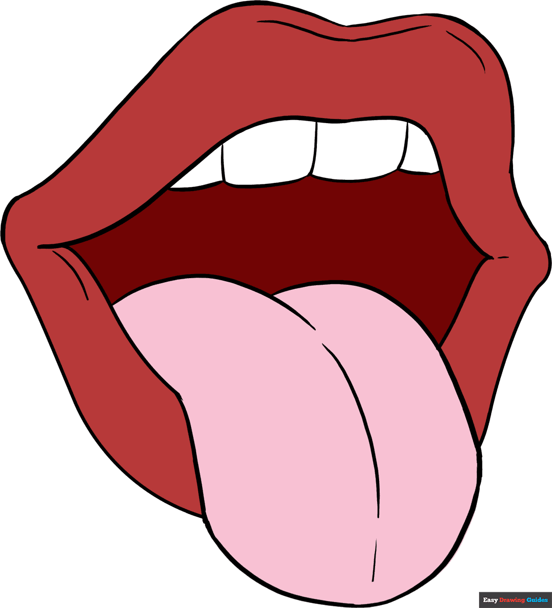 How To Draw A Mouth And Tongue Really Easy Drawing Tutorial