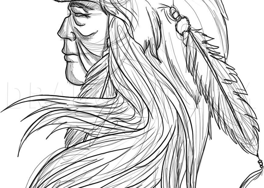 How To Draw A Native American Warrior Drawing Step By Step By Dawn DragoArt