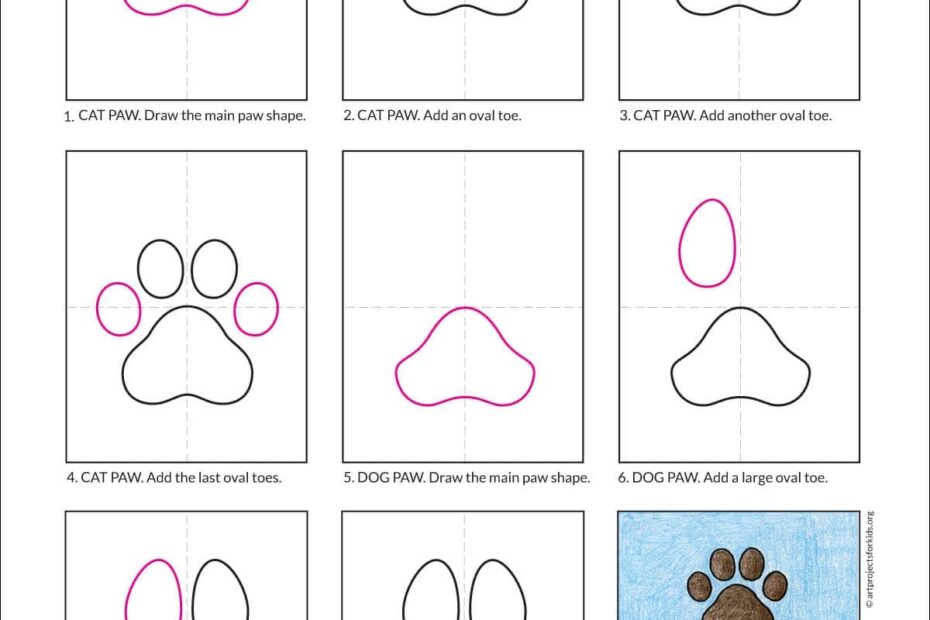 How To Draw A Paw Print For A Dog U0026 Cat Easy Step by Step Art