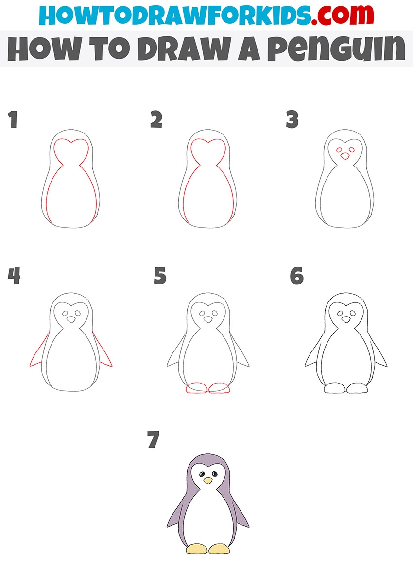 How To Draw A Penguin Easy Drawing Tutorial For Kids