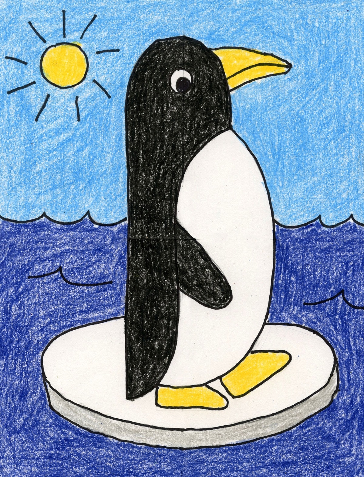 How To Draw A Penguin Easy Step by Step Art Lesson For Kids