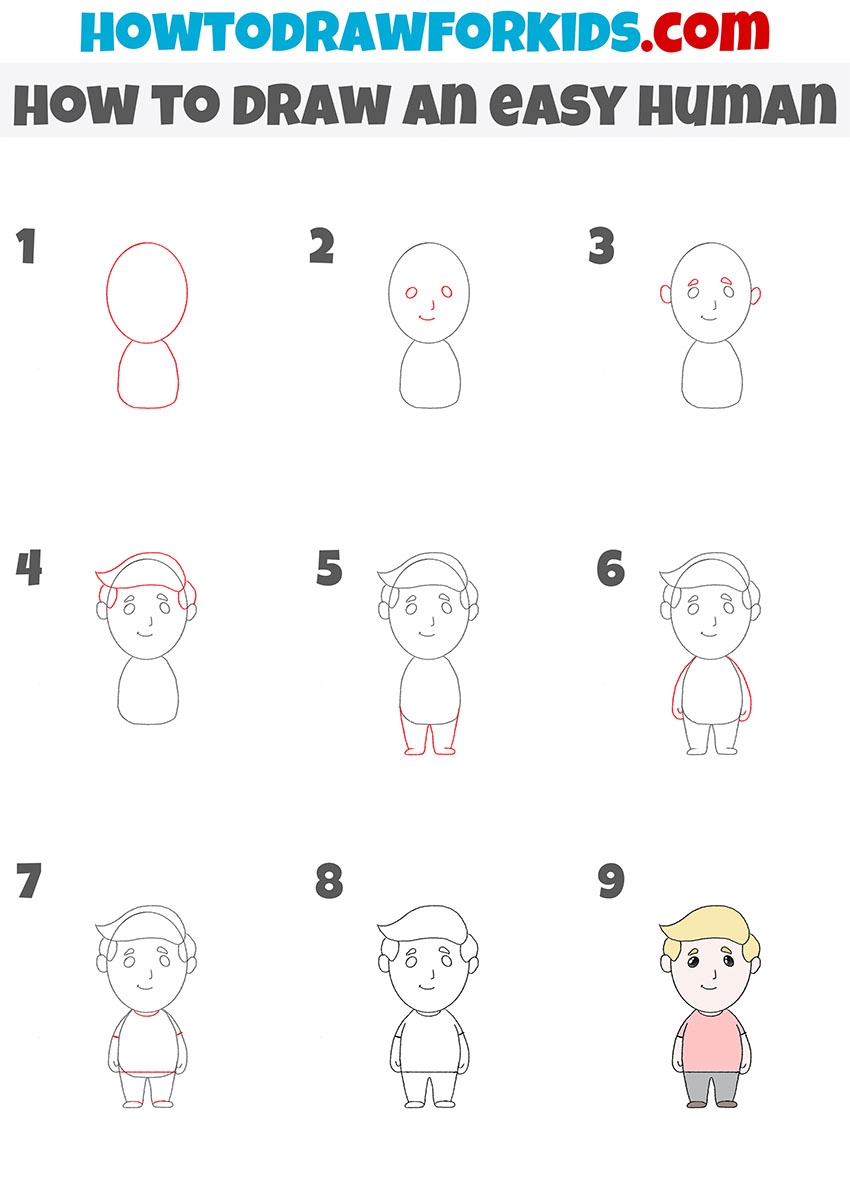 How To Draw A Person Easy Drawing Tutorial For Kids