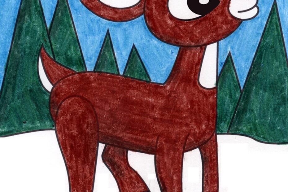 How To Draw A Reindeer Easy Step by Step Art Lesson For Kids