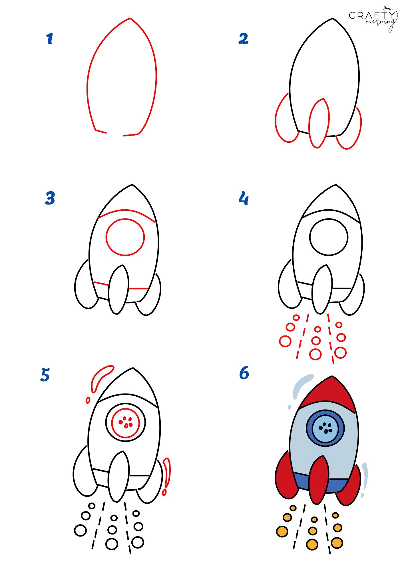 How To Draw A Rocket Crafty Morning