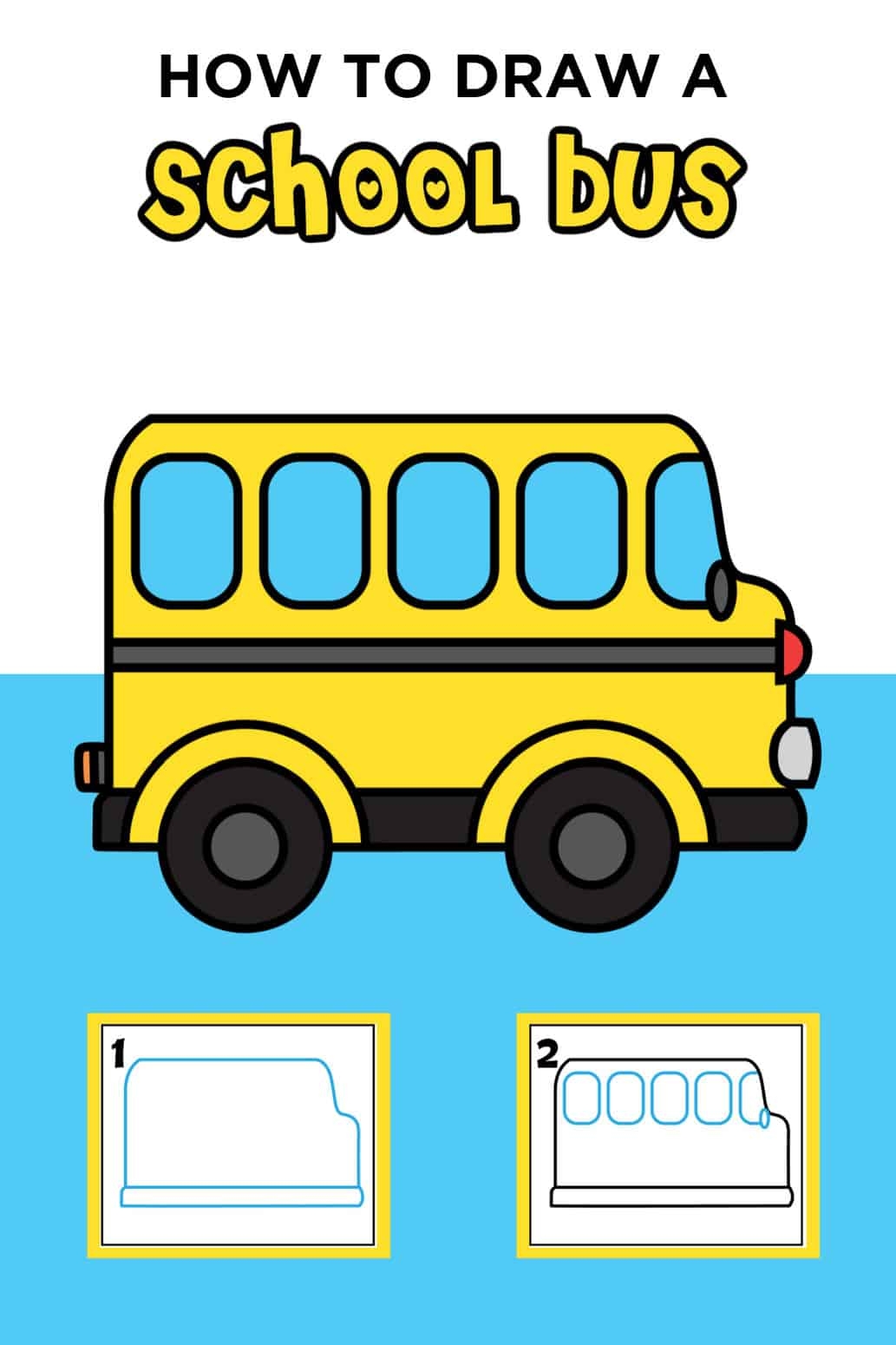 How To Draw A School Bus Made With HAPPY