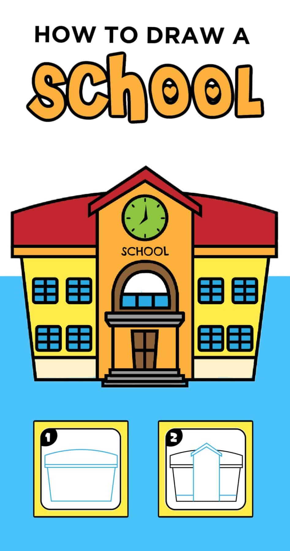 How To Draw A School Easy Step By Step Tutorial Made With HAPPY