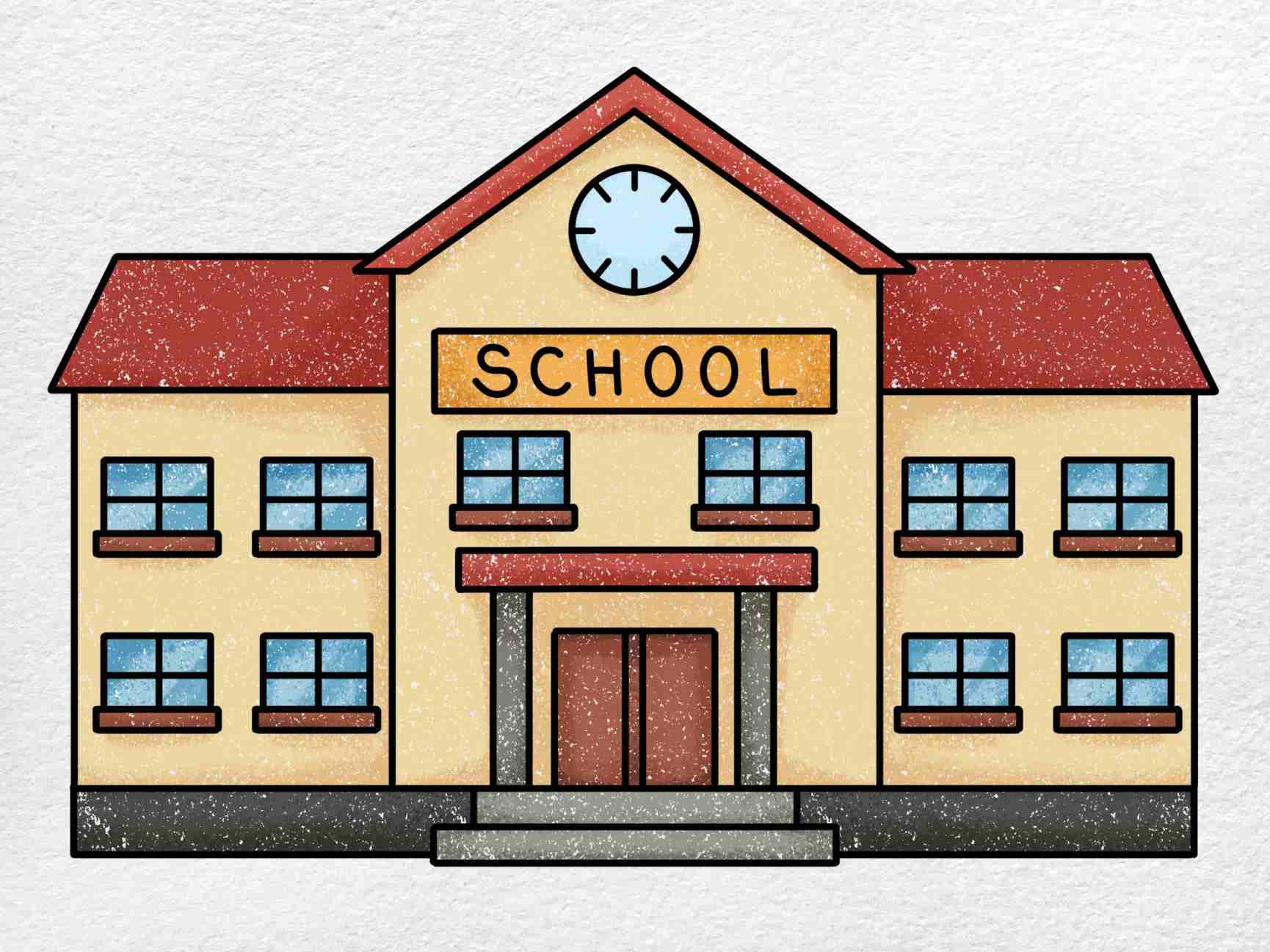 How To Draw A School HelloArtsy