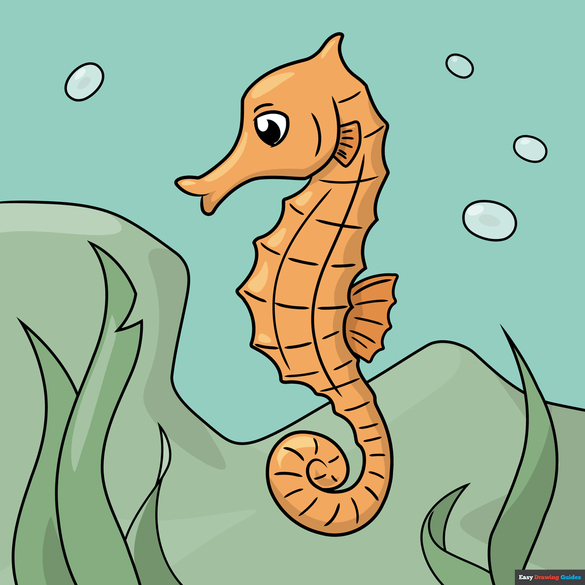 How To Draw A Seahorse Really Easy Drawing Tutorial