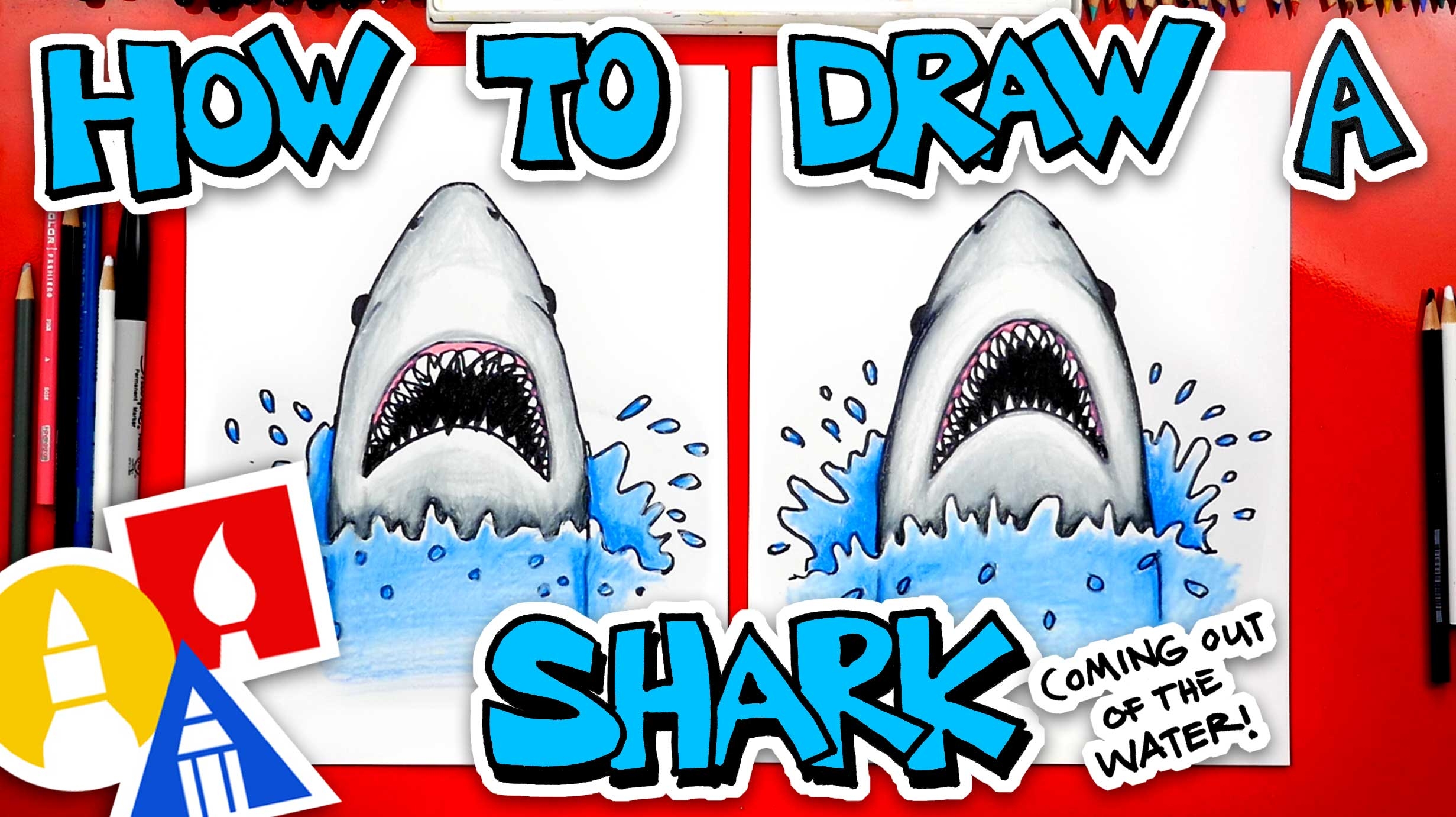How To Draw A Shark Coming Out Of The Water Art For Kids Hub 