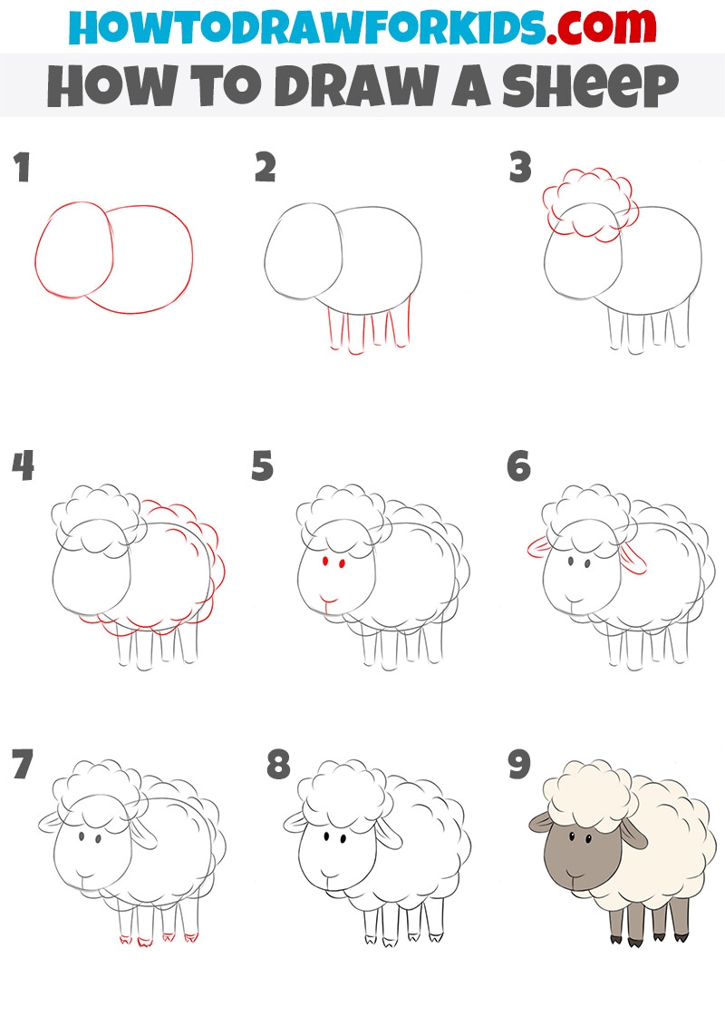 How To Draw A Sheep Easy Drawing Tutorial For Kids