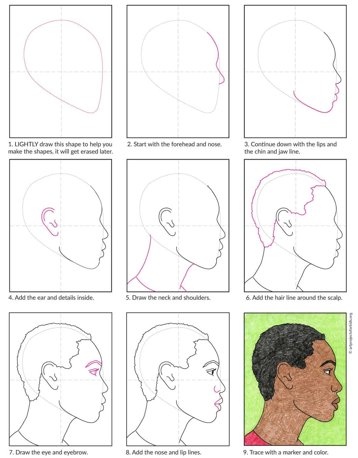 How To Draw A Side Profile Easy Step by Step Art Lesson For Kids