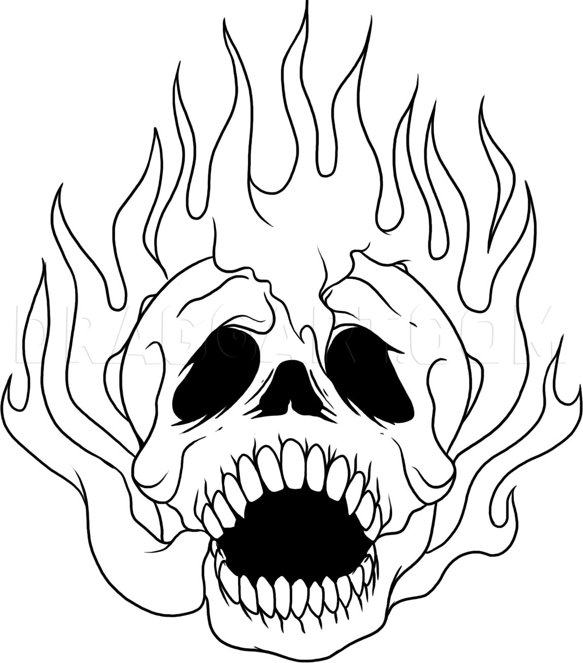 How To Draw A Skull On Fire Drawing Step By Step By Dawn DragoArt