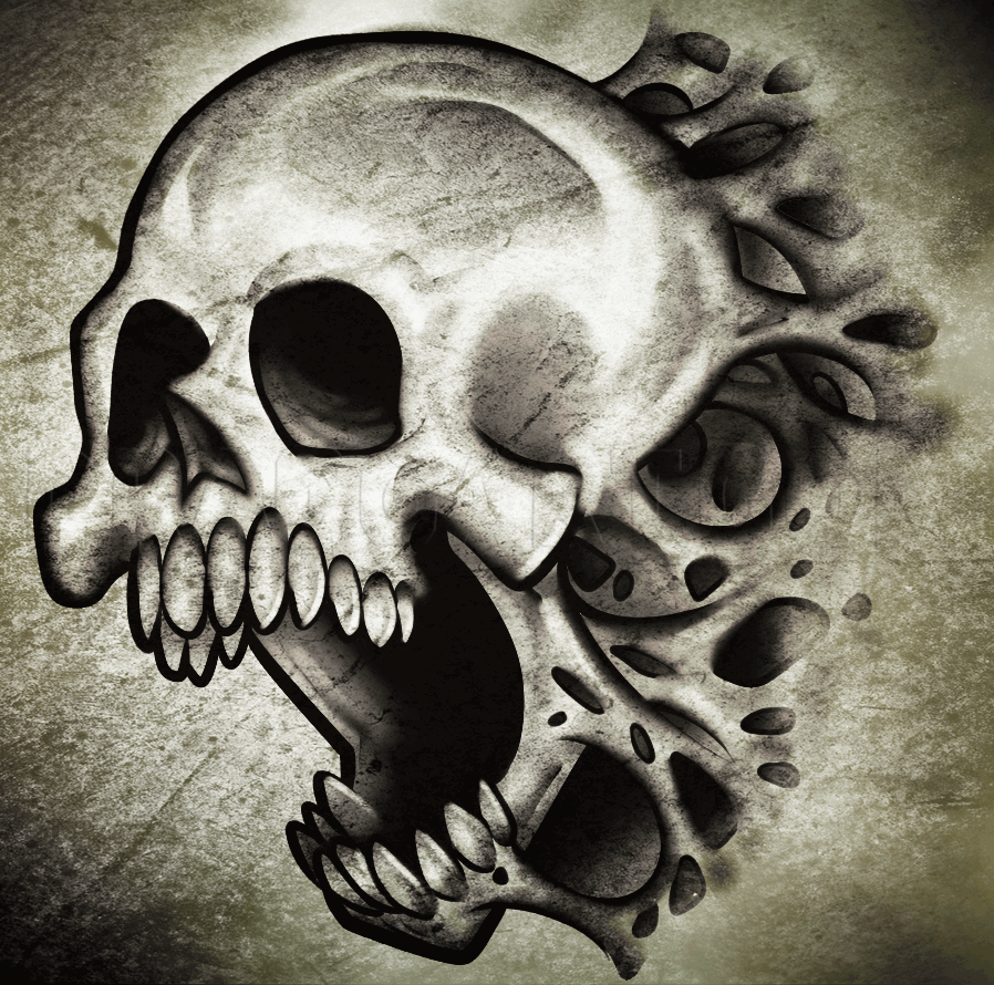 How To Draw A Skull Tattoo Skull Tattoo Drawing Step By Step 