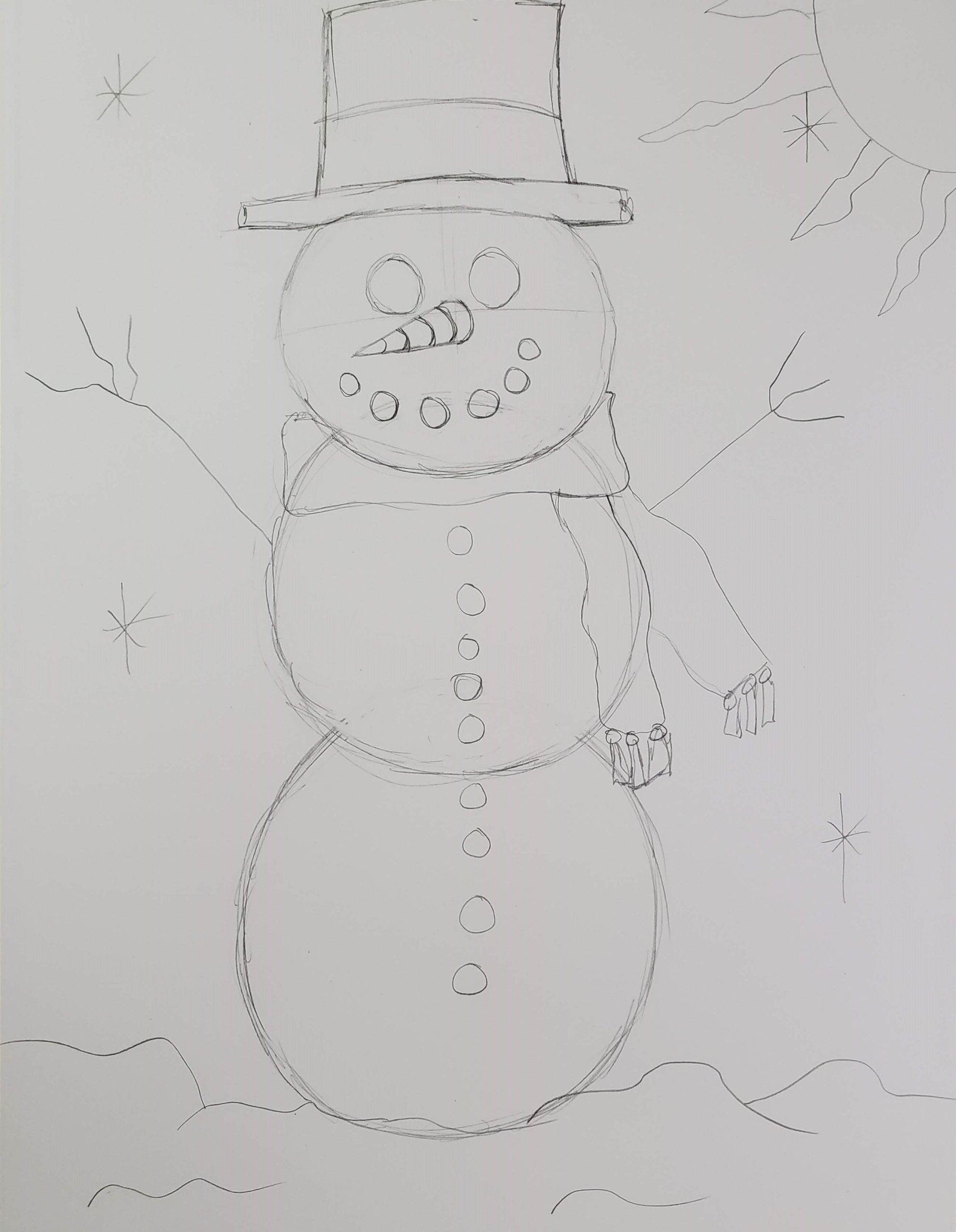 How To Draw A Snowman Easy Step By Step Art By Ro