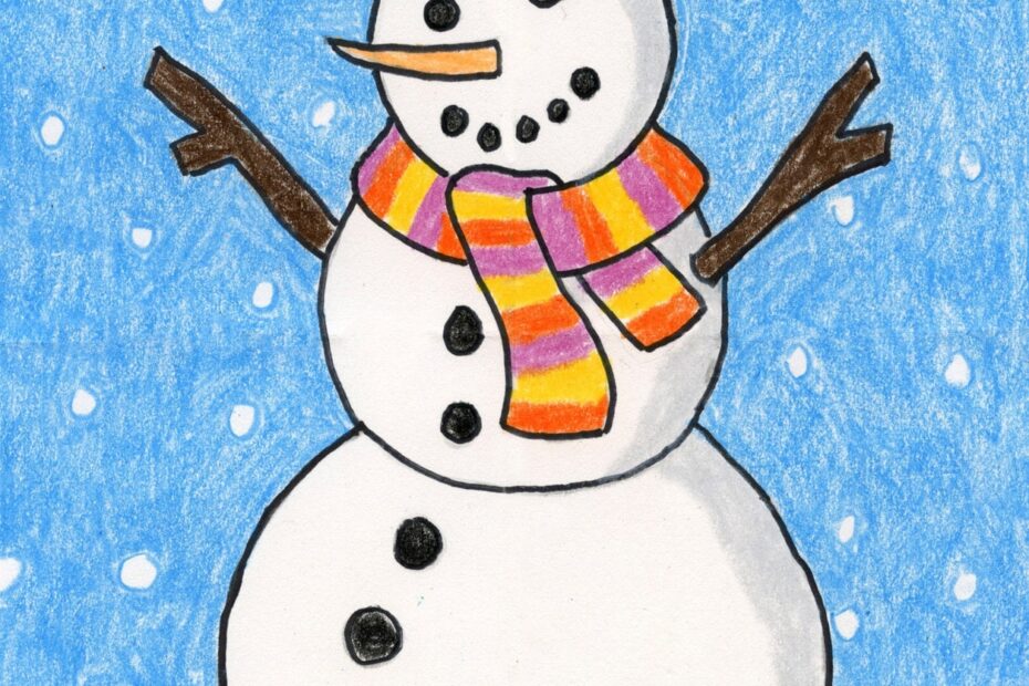 How To Draw A Snowman Easy Step by Step Art Lesson For Kids