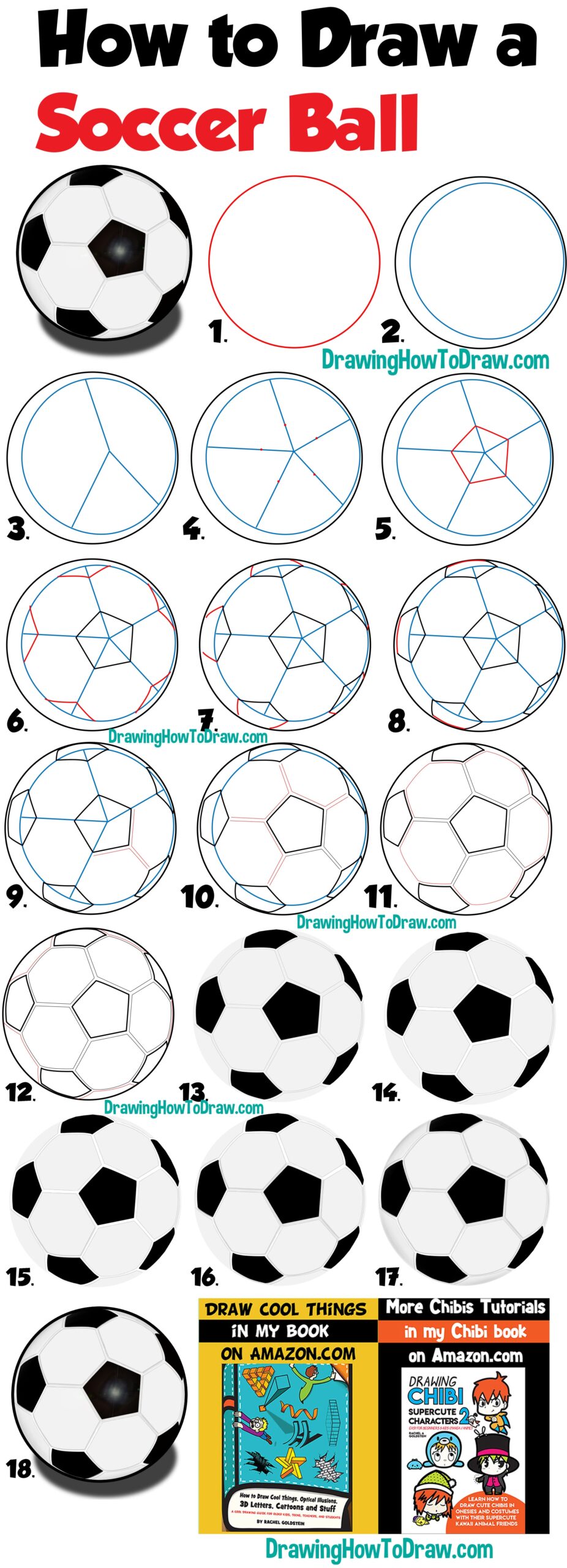 How To Draw A Soccer Ball Easy Step By Step Drawing Tutorial For 