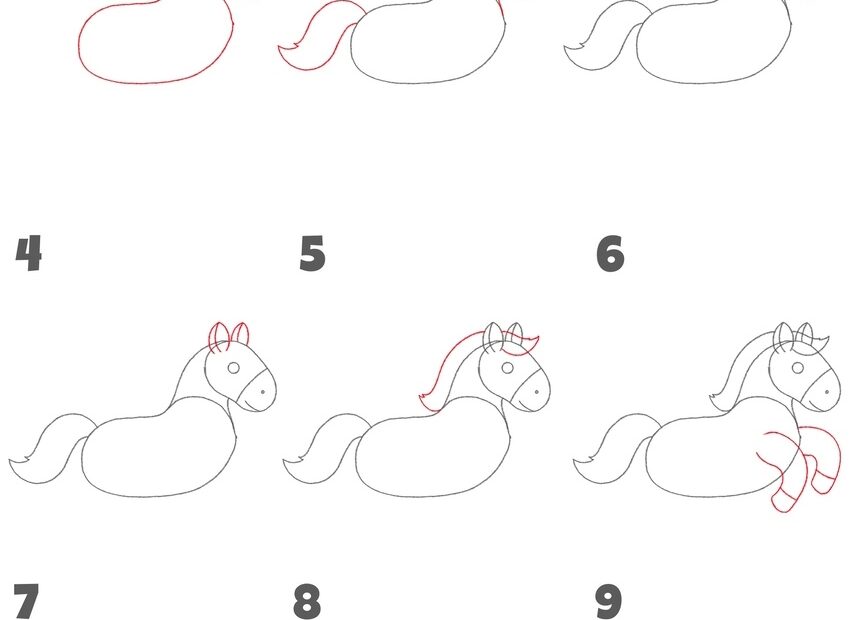 How To Draw A Standing Horse Easy Drawing Tutorial For Kids