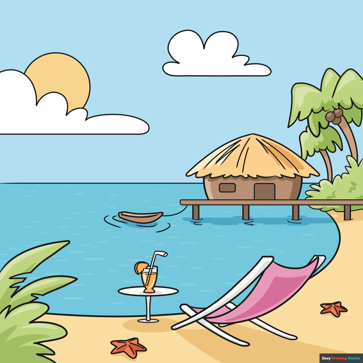 How To Draw A Summer Vacation Really Easy Drawing Tutorial