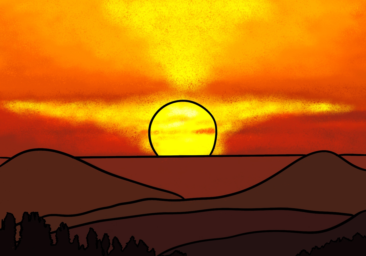 How To Draw A Sunset Design School