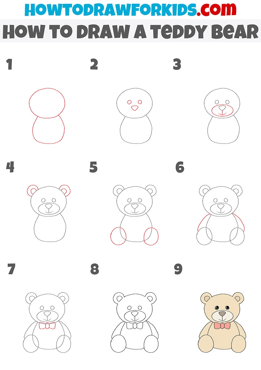 How To Draw A Teddy Bear Easy Drawing Tutorial For Kids