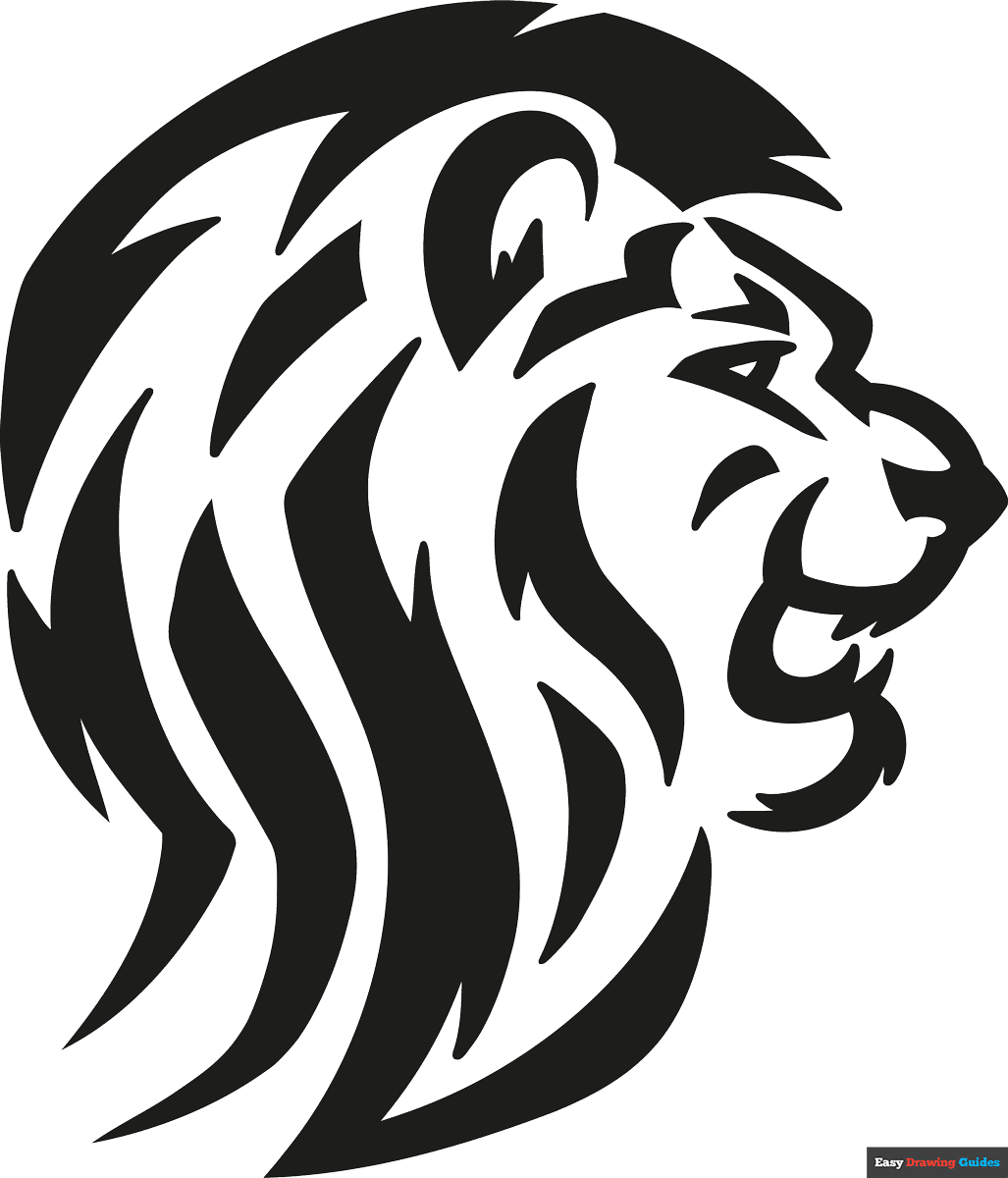 How To Draw A Tribal Lion Really Easy Drawing Tutorial