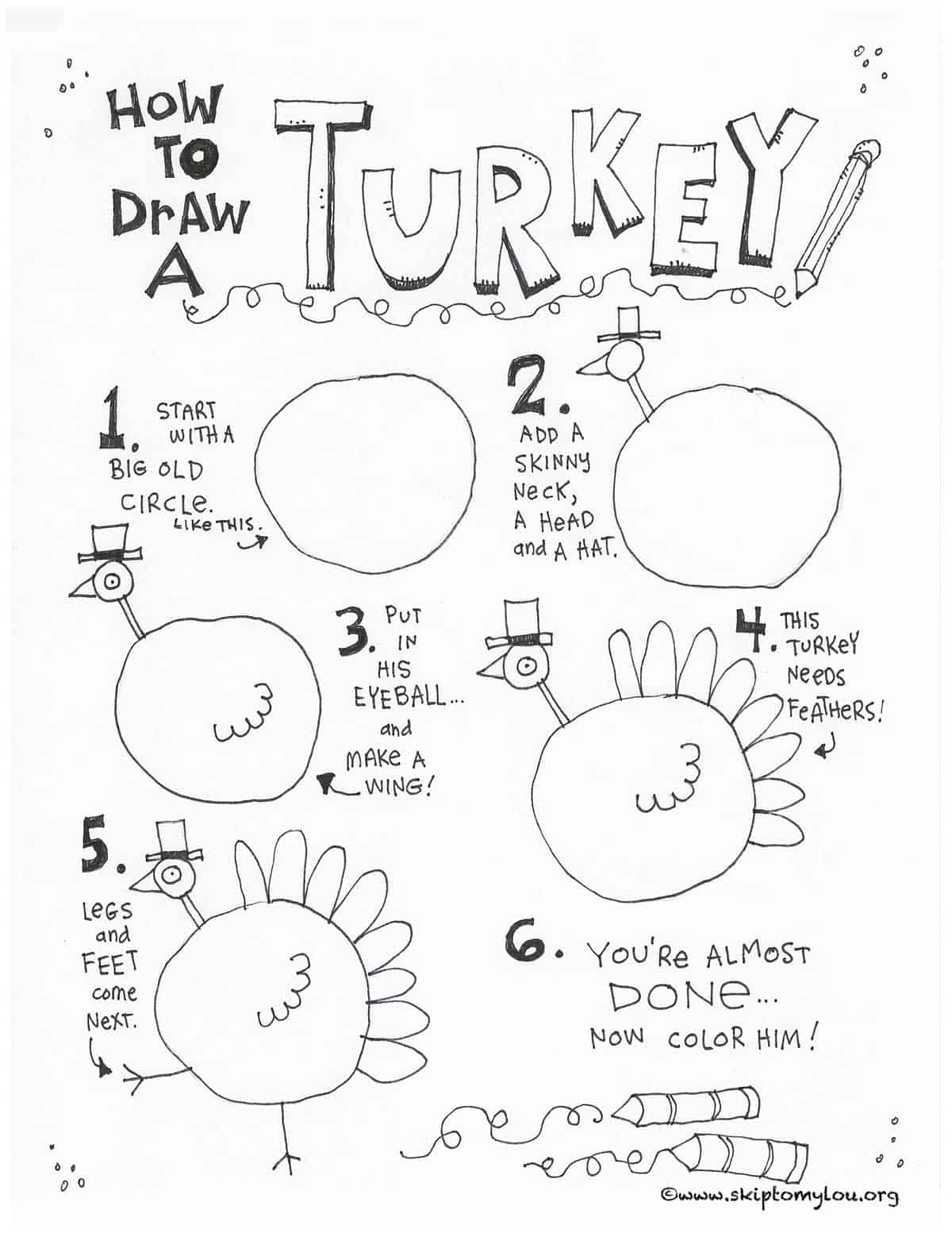 How To Draw A Turkey Skip To My Lou