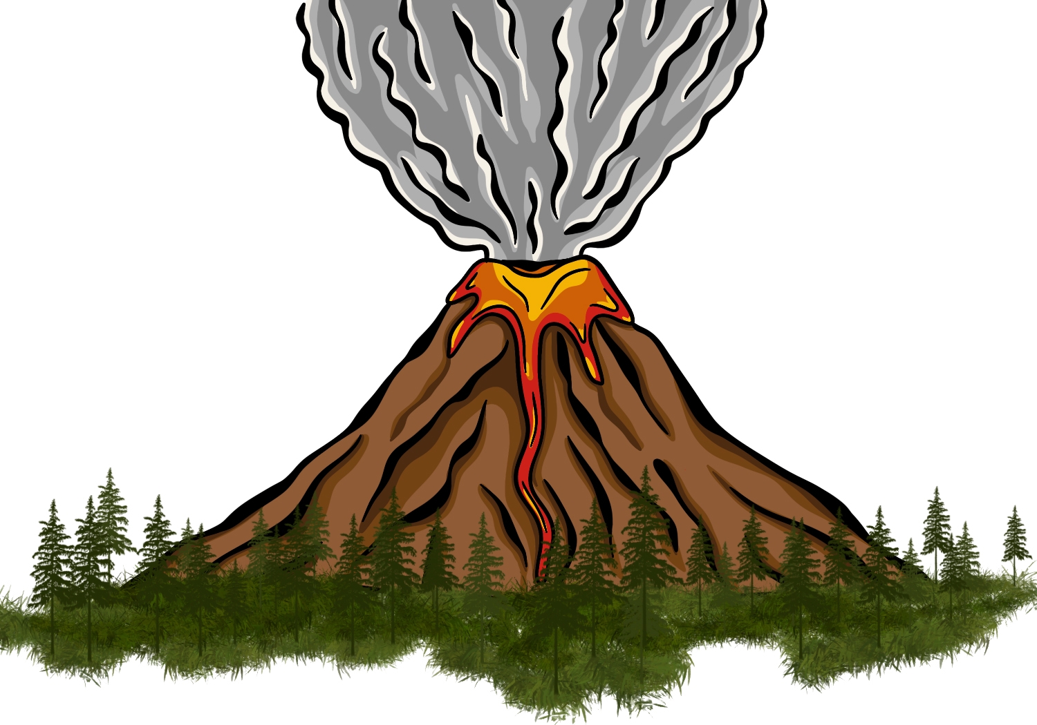 how to draw a volcano