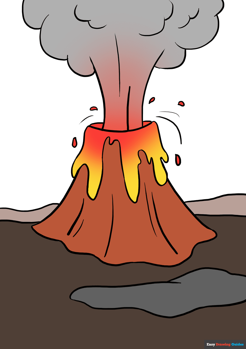 How To Draw A Volcano Really Easy Drawing Tutorial