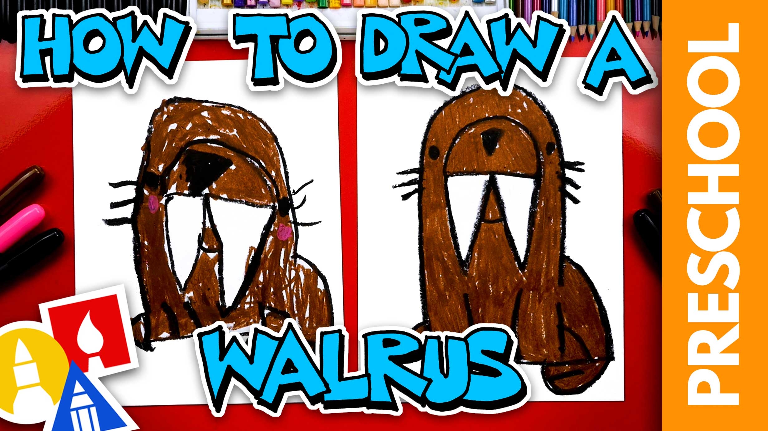 How To Draw A Walrus Letter W Preschool