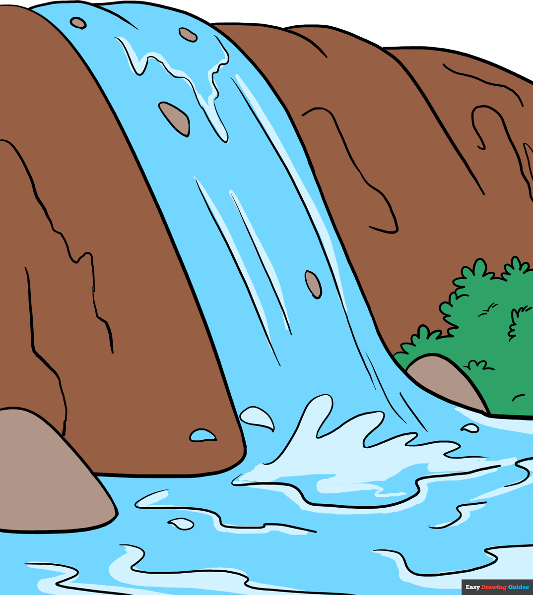 How To Draw A Waterfall Really Easy Drawing Tutorial