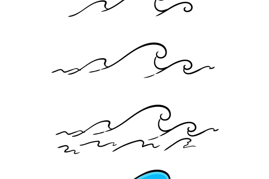 How To Draw A Wave Step By Step Easy Breaking Wave Drawing