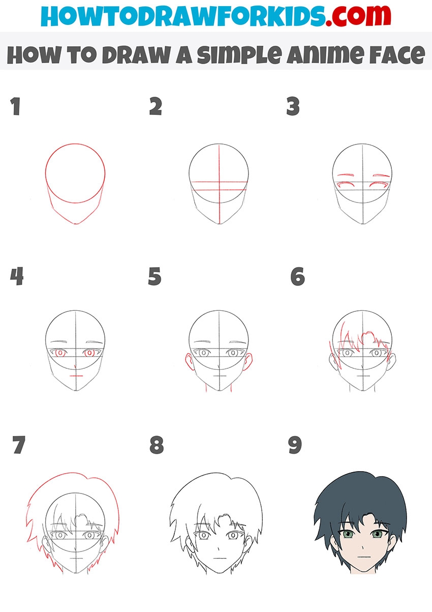 How To Draw An Anime Face Easy Drawing Tutorial For Kids