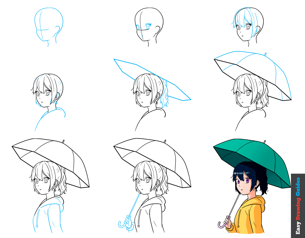 How To Draw An Anime Girl In The Rain Easy Step By Step Tutorial