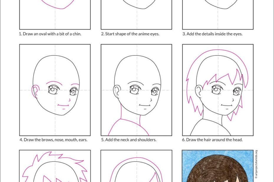 How To Draw An Anime Self Portrait Step by Step Art Lesson For Kids