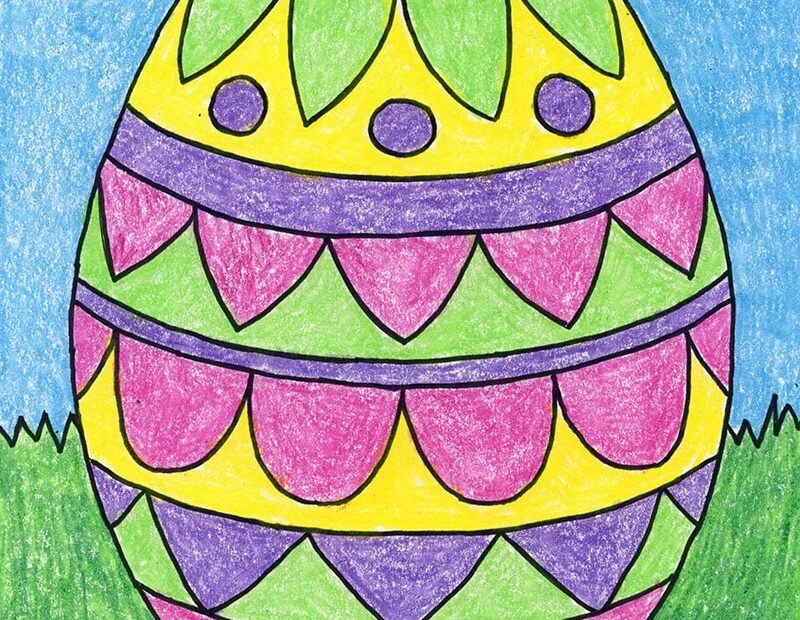 How To Draw An Easter Egg Easy Step by Step Art Lesson For Kids