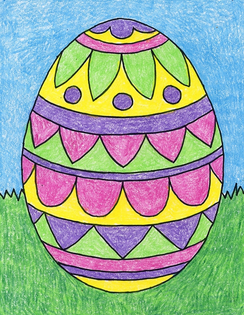 How To Draw An Easter Egg Easy Step by Step Art Lesson For Kids
