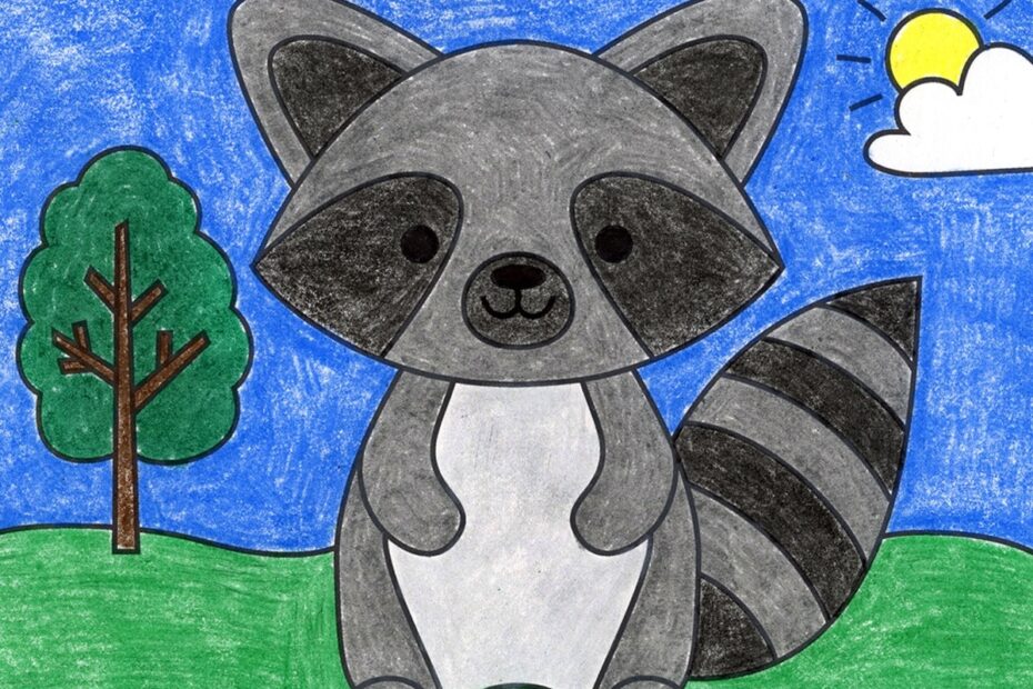 How To Draw An Easy Raccoon Tutorial And Coloring Page