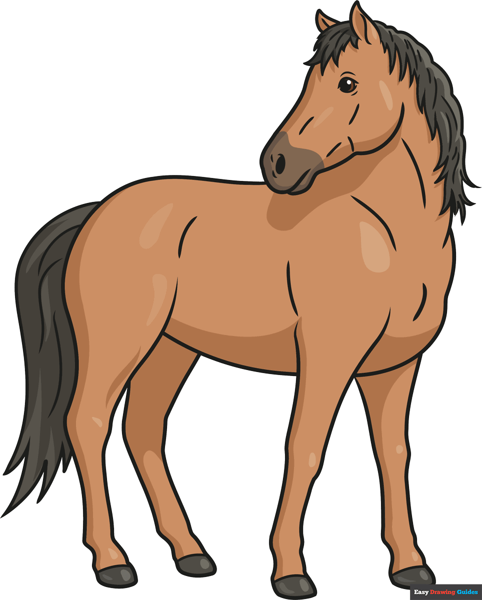 How To Draw An Easy Realistic Horse Really Easy Drawing Tutorial