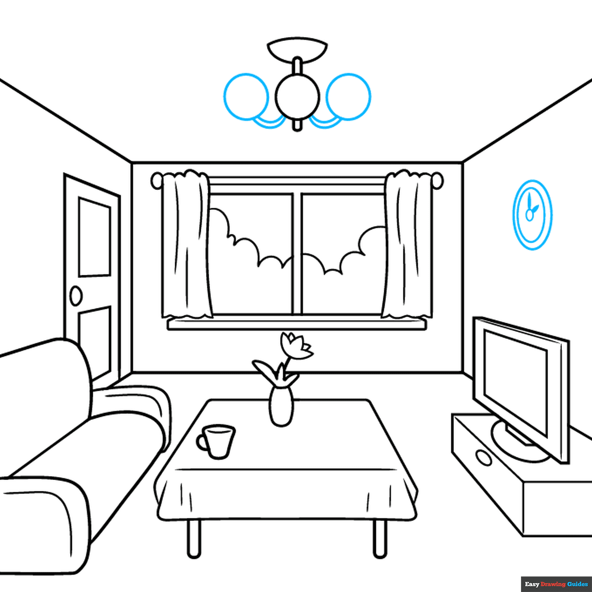 How To Draw An Easy Room In One Point Perspective Really Easy 