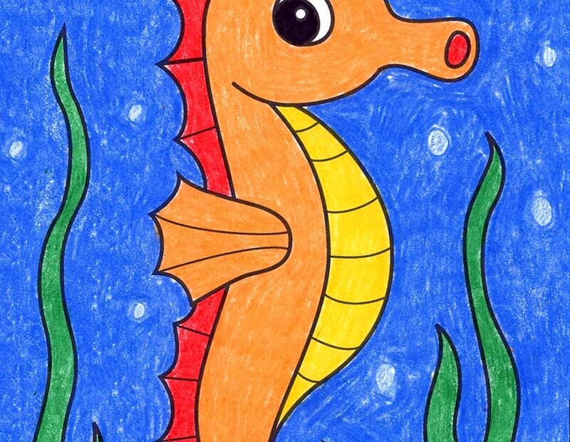 How To Draw An Easy Seahorse Tutorial Seahorse Coloring Page