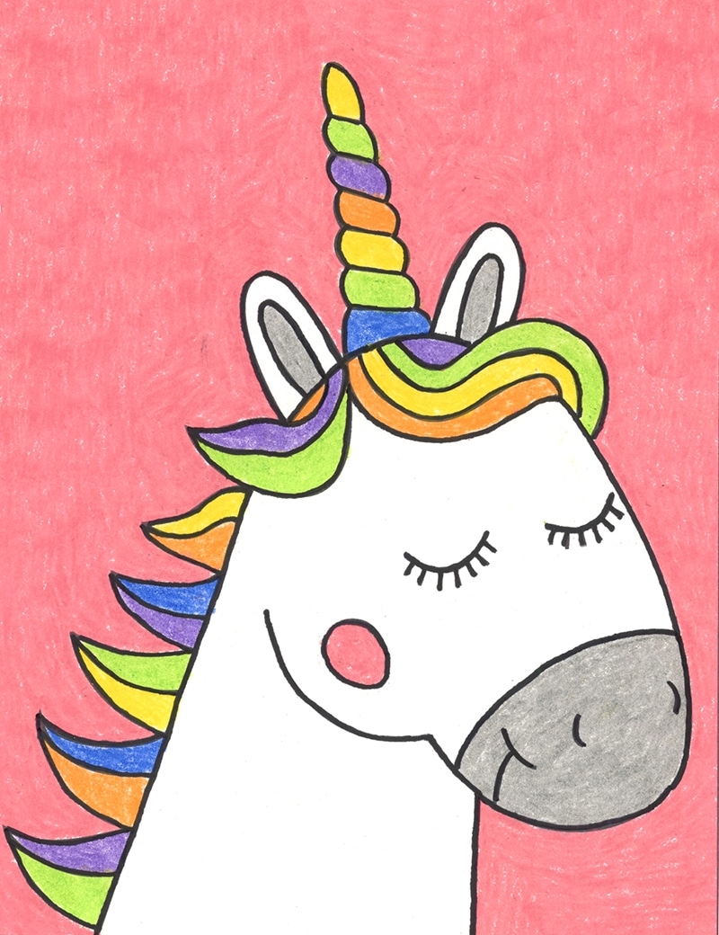 How To Draw An Easy Unicorn Head Tutorial Video Coloring Page