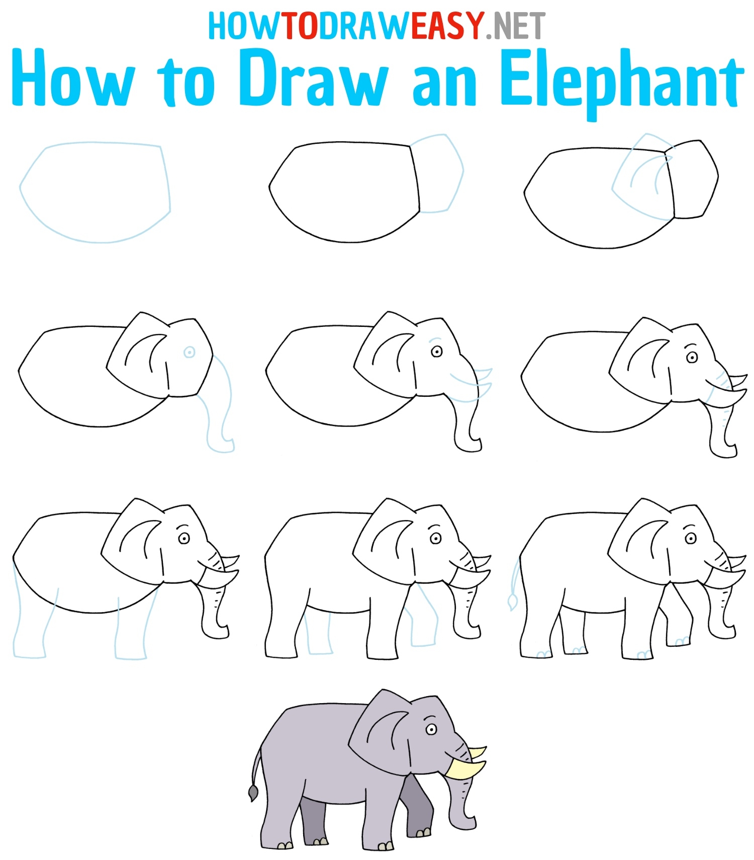 how to draw a elephant